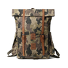 camo leather backpack waxed canvas bagpack for men