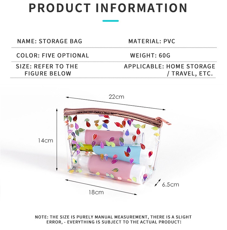 PVC zipper cosmetic bag transparent waterproof wash bag