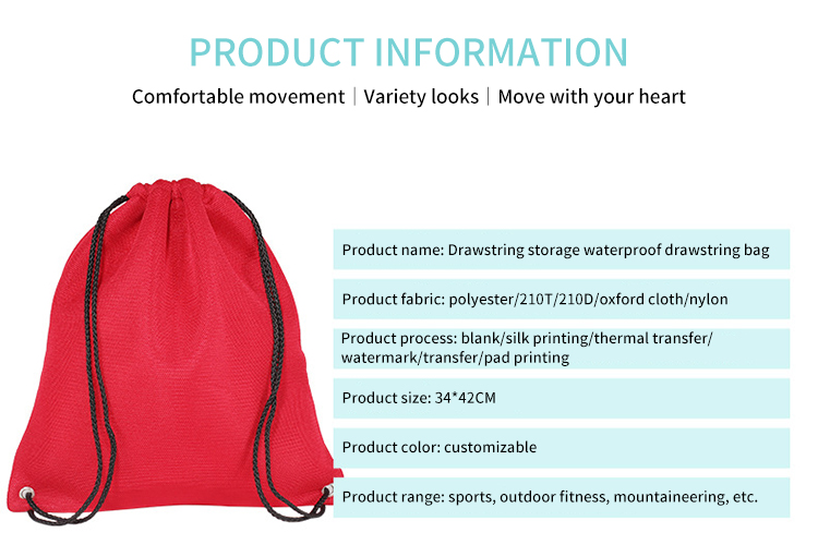 Sport gym backpack oxford gift drawstring custom bag