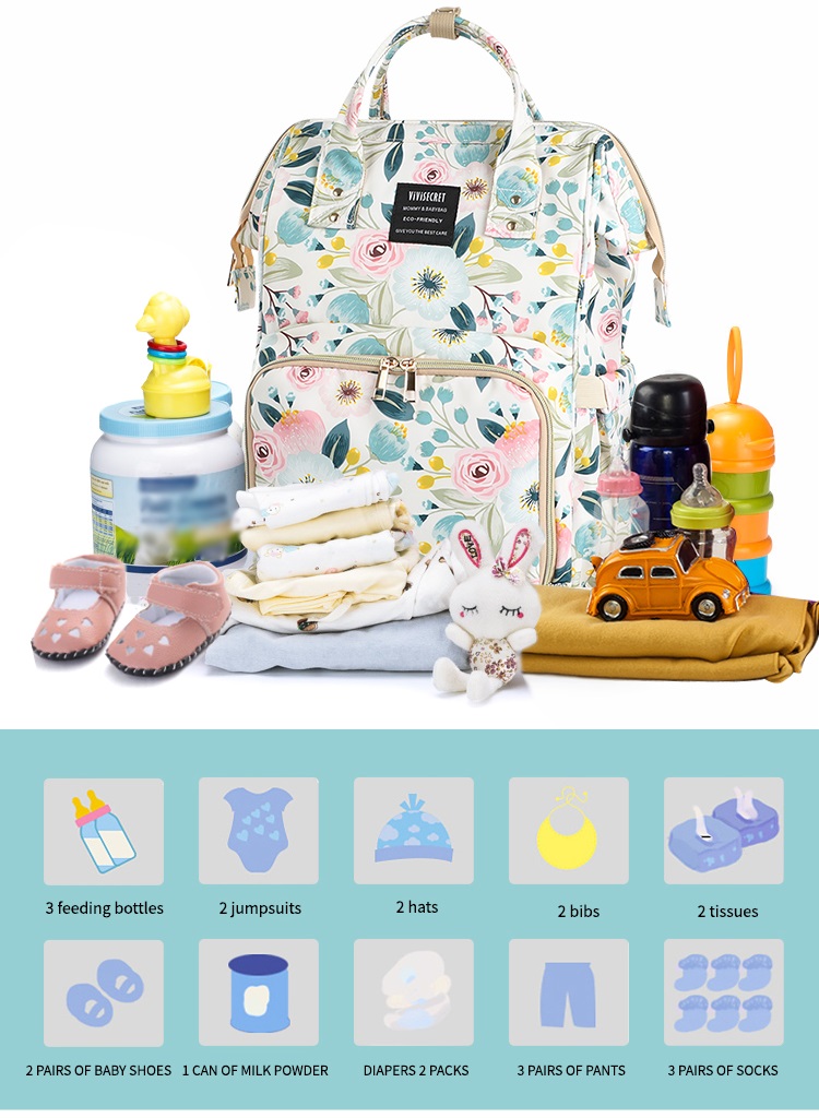 Printing Mummy Backpack Large Diaper Bag for Baby