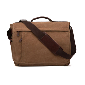 Big laptop crossbody messenger canvas bag with pockets