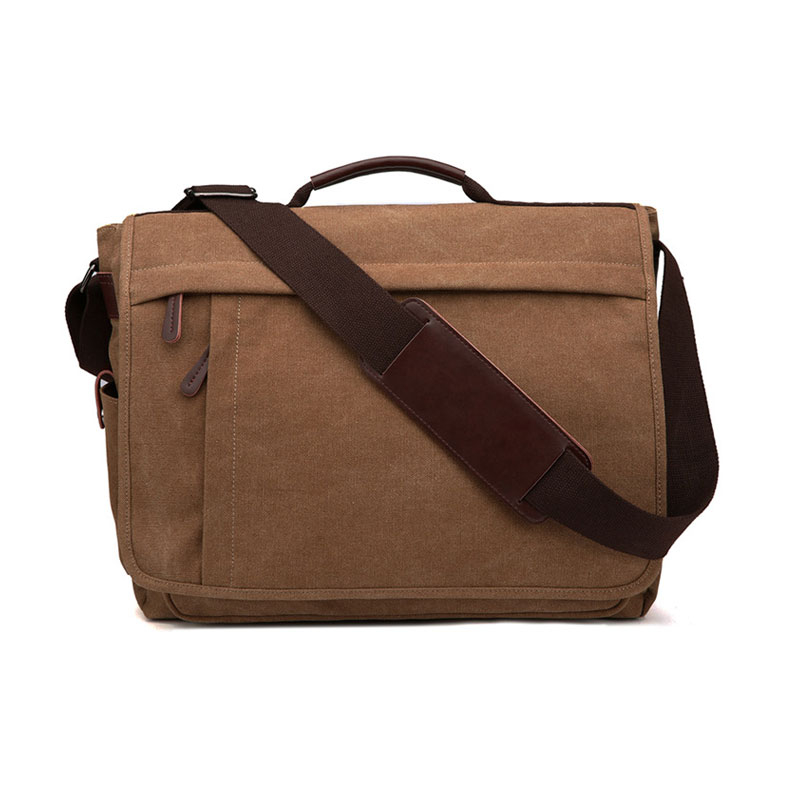 Big laptop crossbody messenger canvas bag with pockets