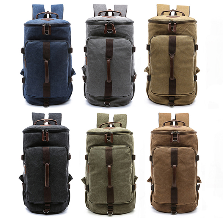 Duffel laptop durable backpack canvas bag with pockets