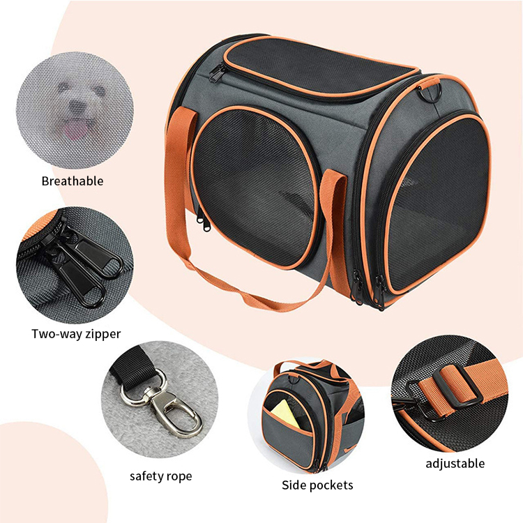 Soft-sided breathable travel carrier cat pet carrying bag