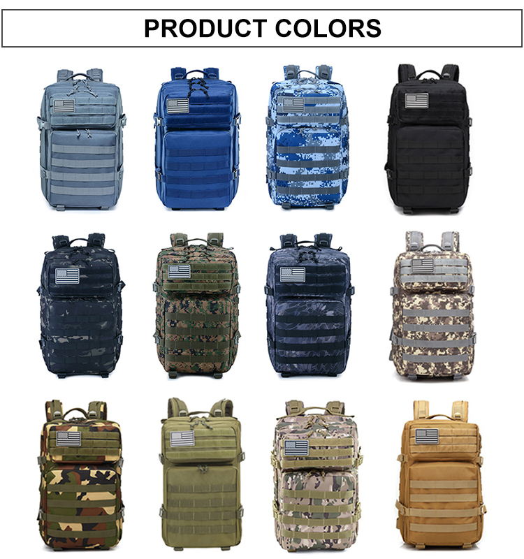  Tactical military 45L travel durable backpack camouflage bag 