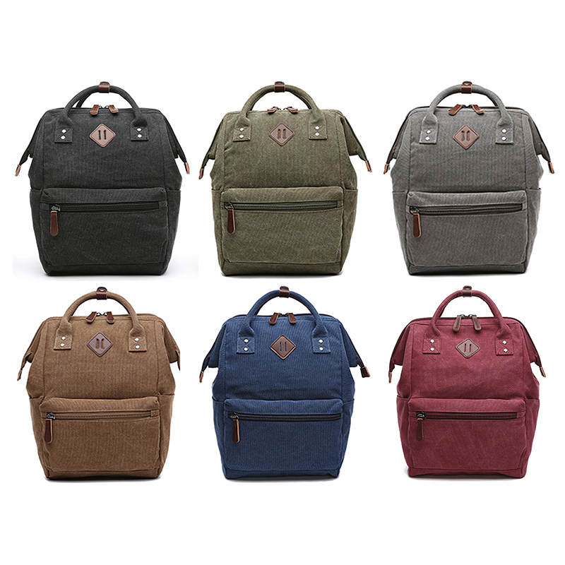 Unisex School Plain Fashion College Backpacks Canvas Bag 