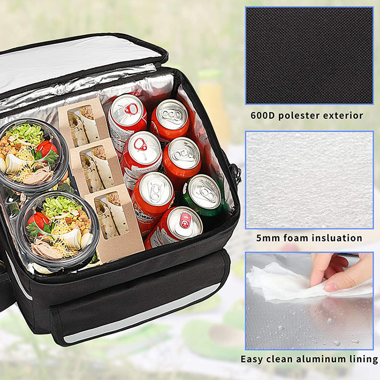 Customized leak-proof insulated pizza thermal food delivery backpack