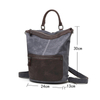fashion vintage waxed mens school canvas leather backpack