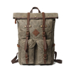 vintage bagpack waterproof waxed canvas leather backpack bag 