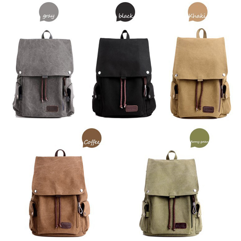 Canvas male simple school bag travel retro backpack