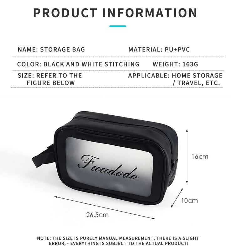 Frosted custom portable waterproof storage pu cosmetic bag