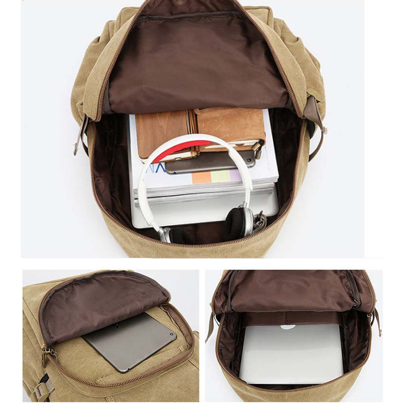 blank canvas backpack bag men retro school bagpack 