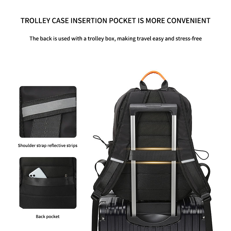 Multi-functional black nylon laptop usb backpack custom bag 