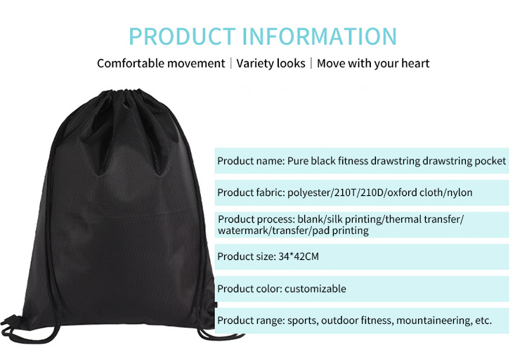 Sport Gym Polyester Backpack Drawstring Advertising Custom Bag